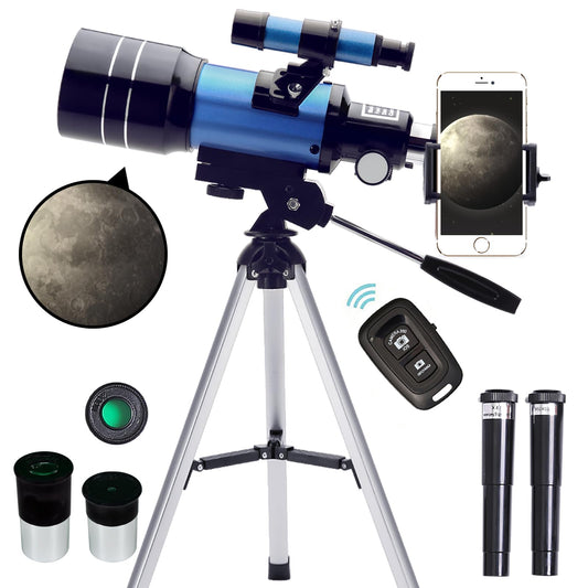 ToyerBee Telescope for Adults & Kids, 70mm Aperture (15X-150X) Portable Refractor Telescopes for Astronomy Beginners, 300mm Professional Travel Telescope with A Phone Adapter& A Wireless Remote