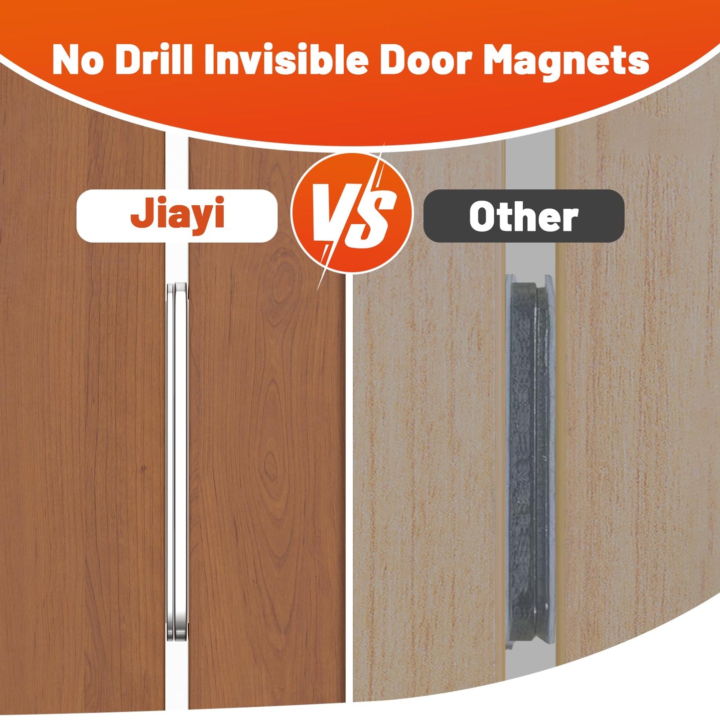 Jiayi 6 Pack Ultra Thin No Drill Magnetic Cabinet Door Catch, Adhesive Stainless Steel Drawer Door Cabinet Magnets to Stay Closed, Cabinets Latches for Kitchen, Bathroom, Closet, RV Doors Closure