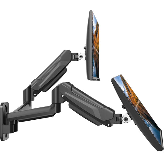 BONTEC Dual Monitor Wall Mount for 13-32 Inch Screens, Height Adjustable Gas Spring Arm with Tilt, Swivel & Rotate, Hold Up to 19.8 lbs, Fully Adjustable, Office & Home Use, VESA 75x75/100x100
