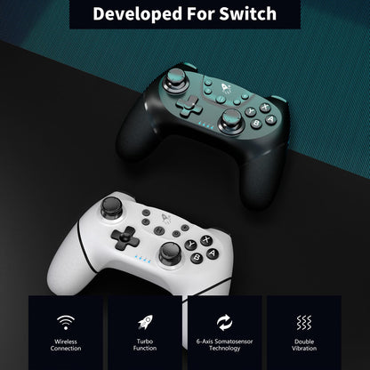 AceGamer Wireless Pro Controller for Nintendo Switch/Lite/OLED/Switch 2/PC, 2 pack, Dual Vibration/Turbo/Ergonomic ! (Black&White)
