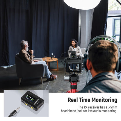 NEEWER CM28 Wireless Lavalier Microphone System with Charging Case Noise Canceling 4GB Storage 9Hrs Recording 48KHz 16 Bit Uncompressed Audio Lapel Mic Compatible with iPhone iPad Android PC Camera