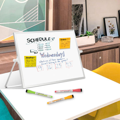 AMUSIGHT Dry Erase Magnetic White Board, 16" x 12" Double-Sided Desktop Whiteboard with Stand, Portable Small Whiteboard Set for Drawing, Office, Home, School