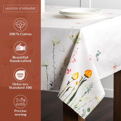 Maison d'Hermine Table Cloth Rectangle Table 100% Cotton 70 x 140 Inches Tablecloth Reusable Decorative for Dining Room, Farmhouse, Home, Party, Festive & Wedding Spring Summer - Botanical Fresh