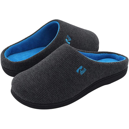 RockDove Men's Original Two-Tone Memory Foam Slipper, Size 11-12 US Men, Dark Grey/Blue