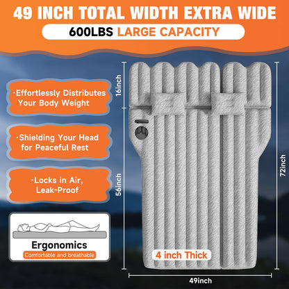 Uncle elk SUV Air Mattress: Inflatable Car Air Mattress for Camping, Flocking Car Bed with Air Pump & 2 Pillows, Portable Sleeping Pad Mattress for Home Car Travel Camping Grey