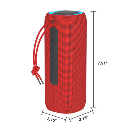 PEICHENG Bluetooth Speaker, Portable Wireless Clear Loud Stereo Sound IPX5 Waterproof with RGB Lights BT5.3 Long Playtime TWS Pairing,for Home Party Outdoor Beach,Great Gift Choice (Red)