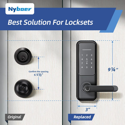 Keyless Fingerprint Smart Door Lock and Handle - Keypad Entry, Electronic Passcode for Front Door
