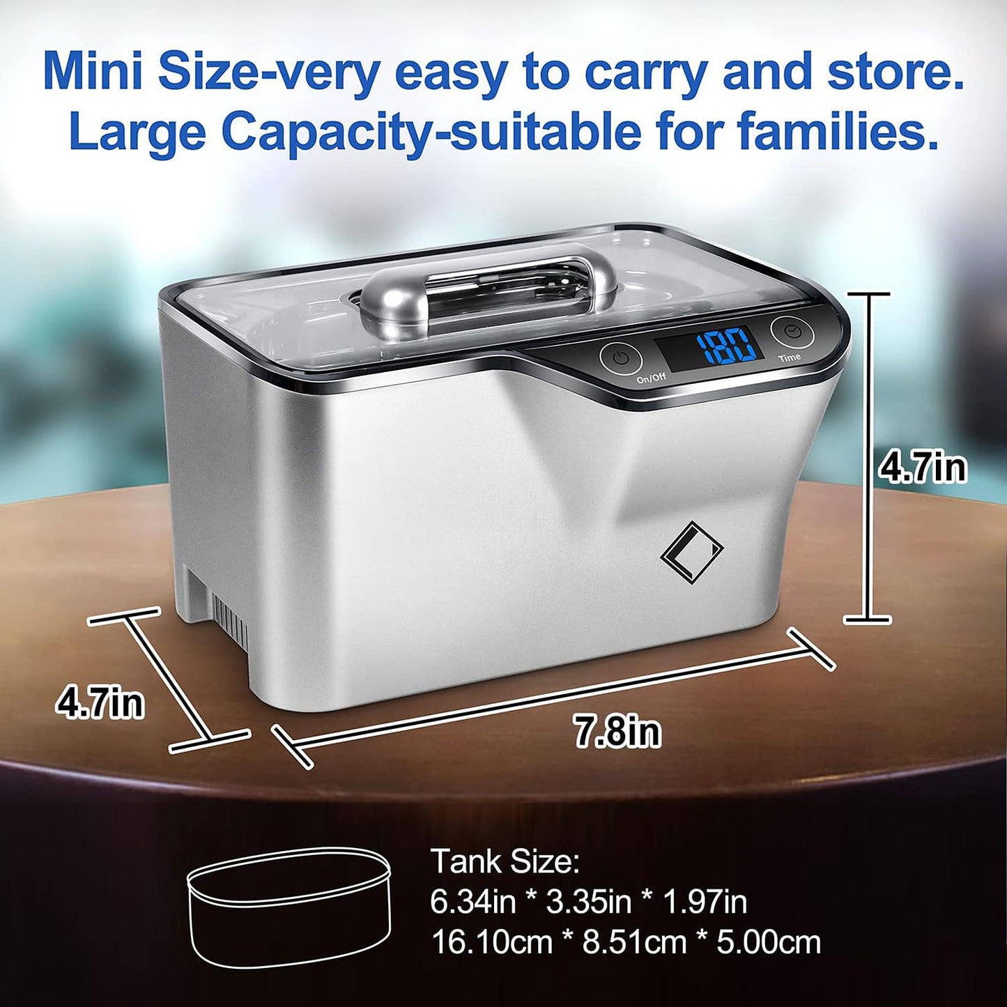 LifeBasis Jewelry Cleaner, Professional Ultrasonic Cleaning Machine 20 Ounces (600ML) Sonic Cleaner with Digital Timer, Watch Holder Glasses Cleaner for Ring, Coin, Watch, Gold Cleaning - Silver