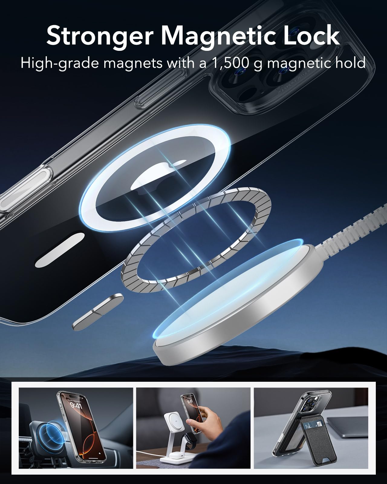 ESR for iPhone 16 Pro Max Case, Camera Control, Compatible with MagSafe, Shockproof Military-Grade Protection, Magnetic Phone Case for iPhone 16 Pro Max, Classic Hybrid Case (HaloLock), Clear