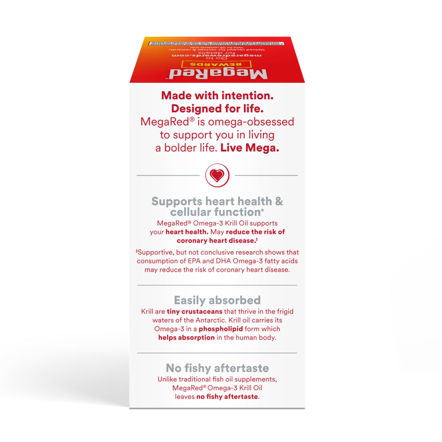 MegaRed Antarctic Krill Oil 750mg, Omega 3 Fatty Acid Supplement, Ultra Concentrate EPA & DHA Softgels, Antioxidant Astaxanthin, Heart Health Supplement with No Fish Oil Aftertaste, 80ct