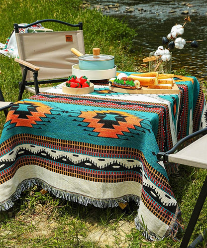 Homesy Boho Throw Blankets Southwestern Bed Throws Cover Reversible Green Aztec Southwest Blanket for Couch Chair Sofa Home Outdoor Beach Car Tent Travel Camping 51"x63"