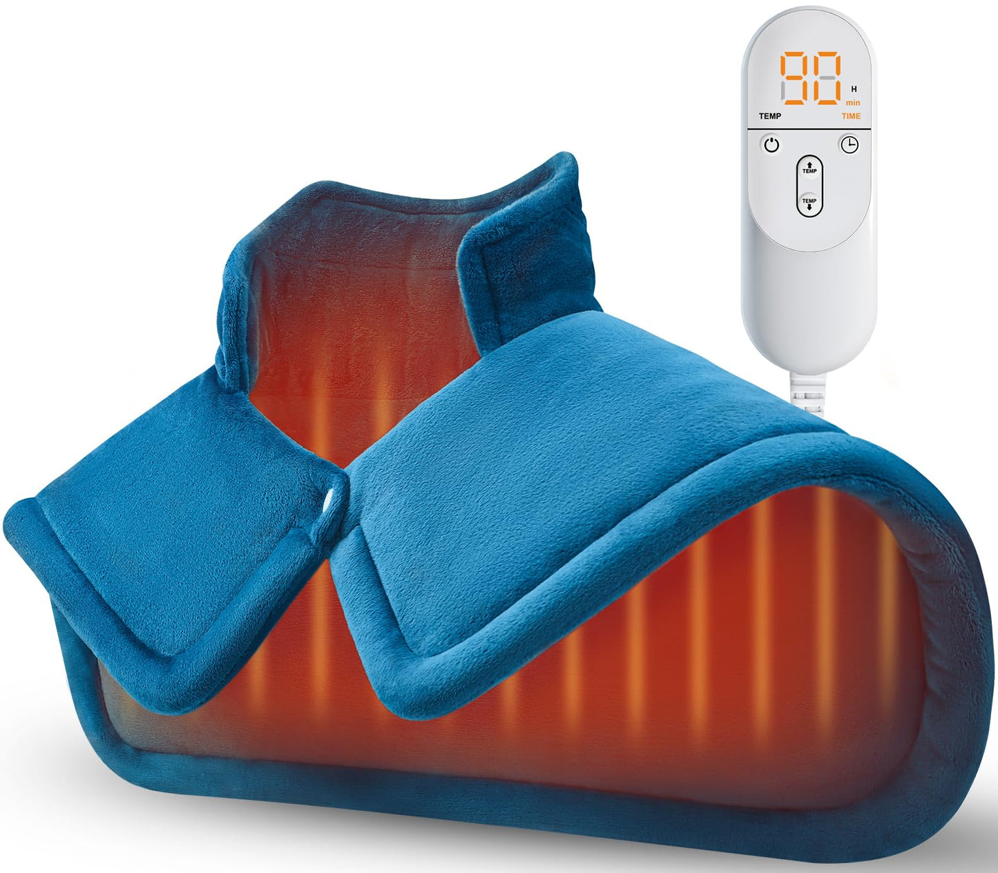 Heating Pad for Neck and Shoulder, Mothers Day Gifts for Mom, Electric Weighted Heat Pad for Back Pain Relief, Anniversary Birthday Gifts for Men Women Dad Him Her, Blue