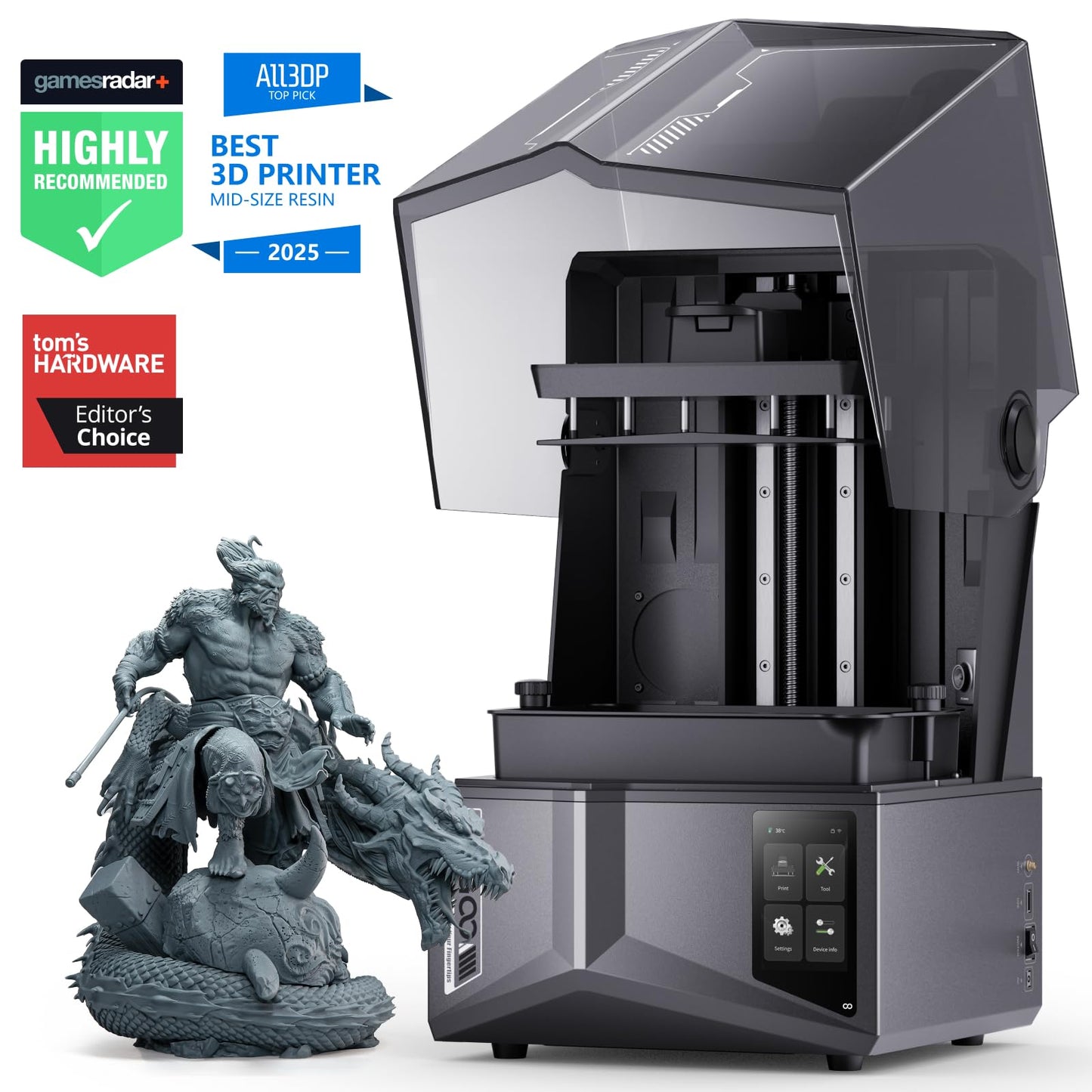 ELEGOO Saturn 4 Ultra 12K Resin 3D Printer, with Smart Automatic Leveling, 10-Inch 12K Monochrome LCD, 150mm/h Faster Printing Speed,8.62x4.84x8.66 Inch Printing Size