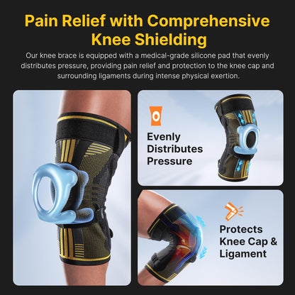 Fit Geno Knee Brace with Side Stabilizers: Breathable Knee Sleeve w/ Patented Patella Gel Pad for Maximum Pain Relief - Ultimate Knee Support and Fast Recovery from Meniscus Tear Arthritis ACL PCL Men & Women (Large)