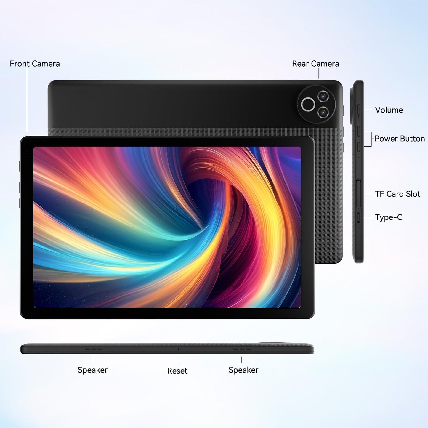 Tablet 10 Inch Android 15 OS GMS Certified Tablets PC 1.8 GHz 5-Core 20 (3+17) GB RAM 64 GB ROM 1 TB Expandable 1280x800 HD IPS Touch Screen 5000 mAh WiFi 6 Bluetooth 5.4 Dual Camera 2025 (Black)
