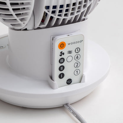 IRIS USA WOOZOO Air Circulator Fan with Remote, Oscillation, 3 Speeds, 52ft Max Air Distance, Adjustable Tilt, Quiet Motor, Small Fan for Bedroom, Office, Dorm, White