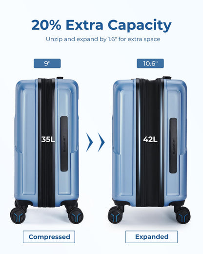 BAGSMART Carry On Luggage 22x14x9 Airline Approved, 1OO% PC Hardside Expandable Luggage with TSA Lock, 20 Inch Travel Suitcase with Spinner Wheels, Black