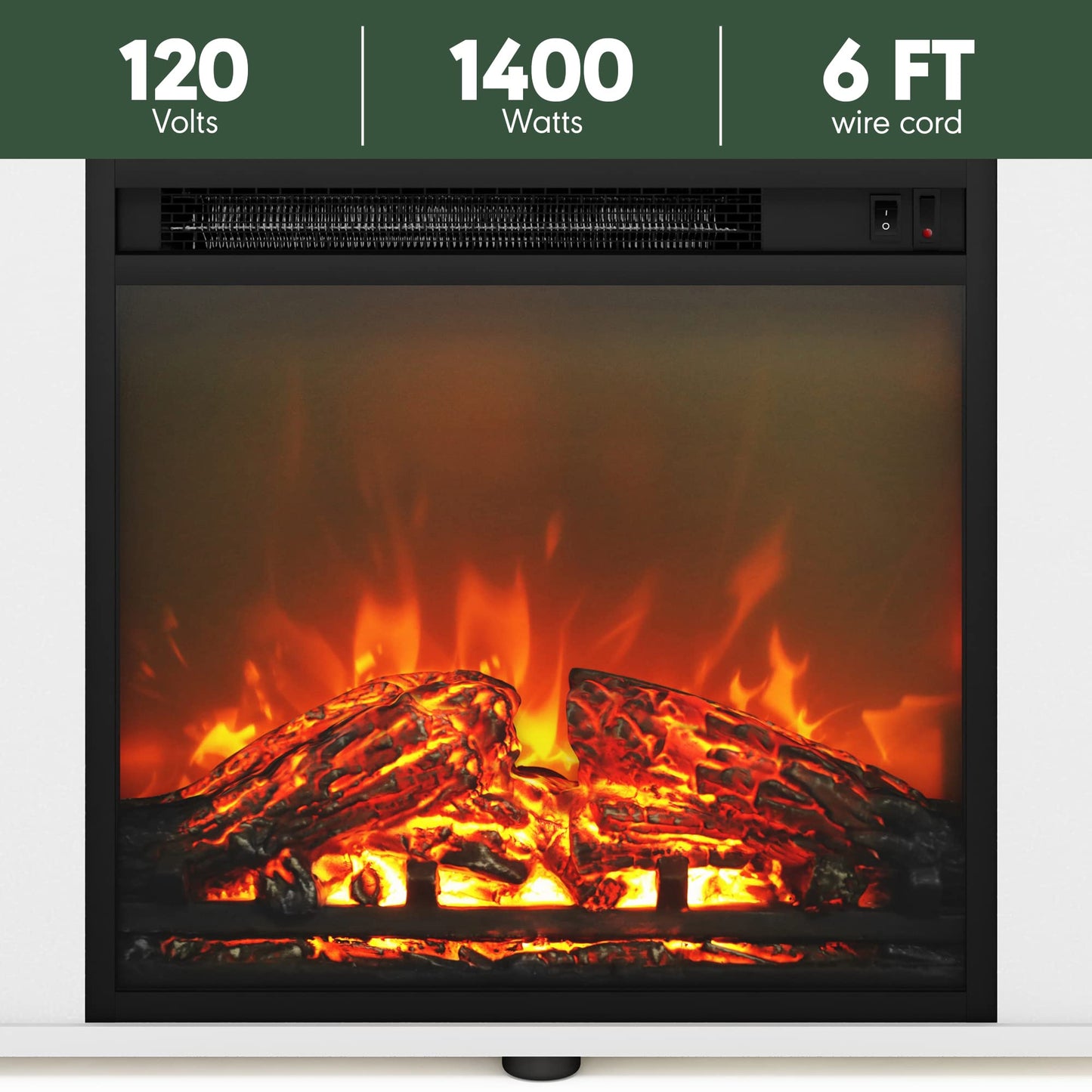 Furinno Jensen Open Storage Fireplace Entertainment Center for TV up to 70 Inch with Stainless Steel Tubes, White Oak/Chrome