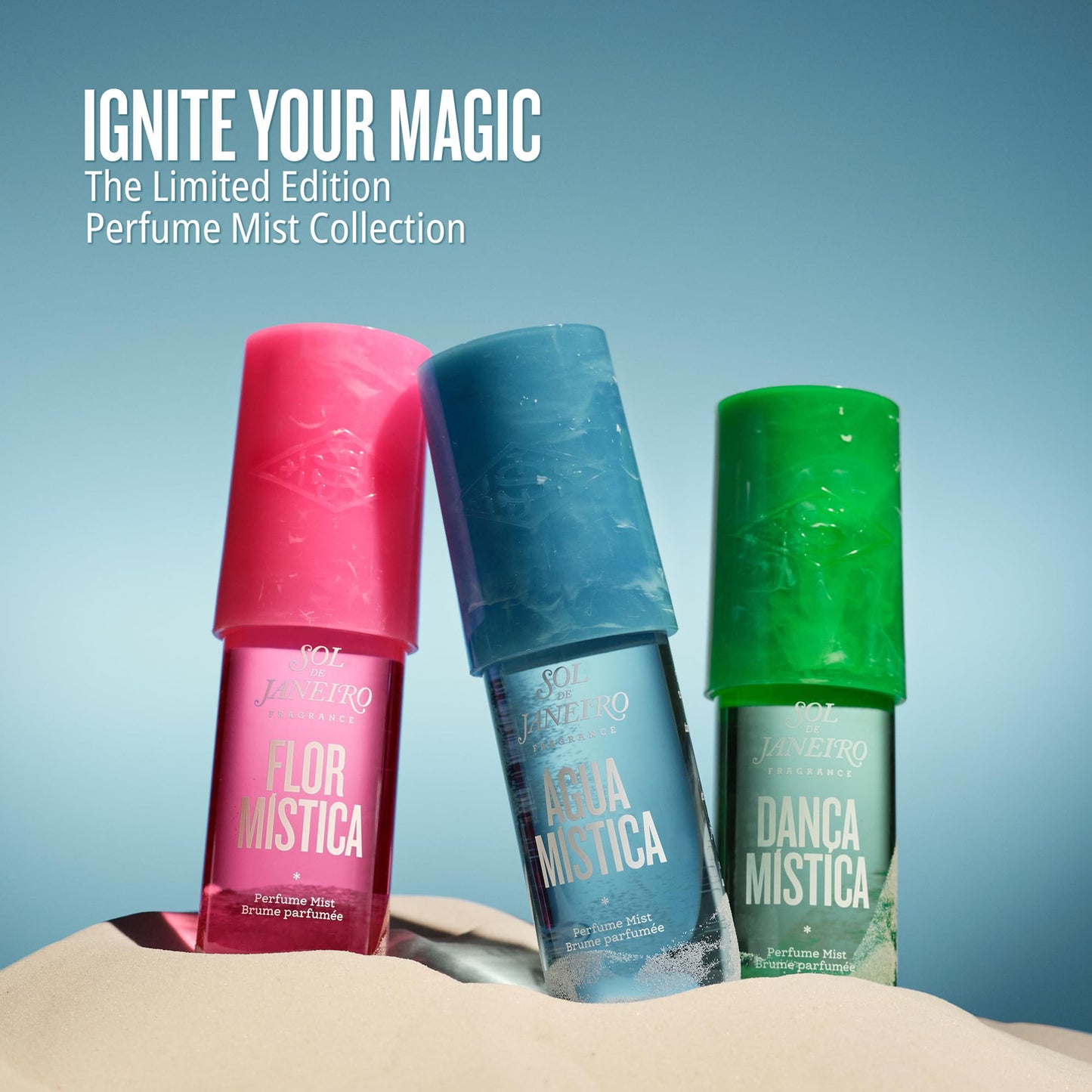 Sol de Janeiro Limited Edition Perfume Mist Travel Size Bundle | Agua, Flor, and Danca Mistica | 3 pc set - 3.0 fl oz/90 ml