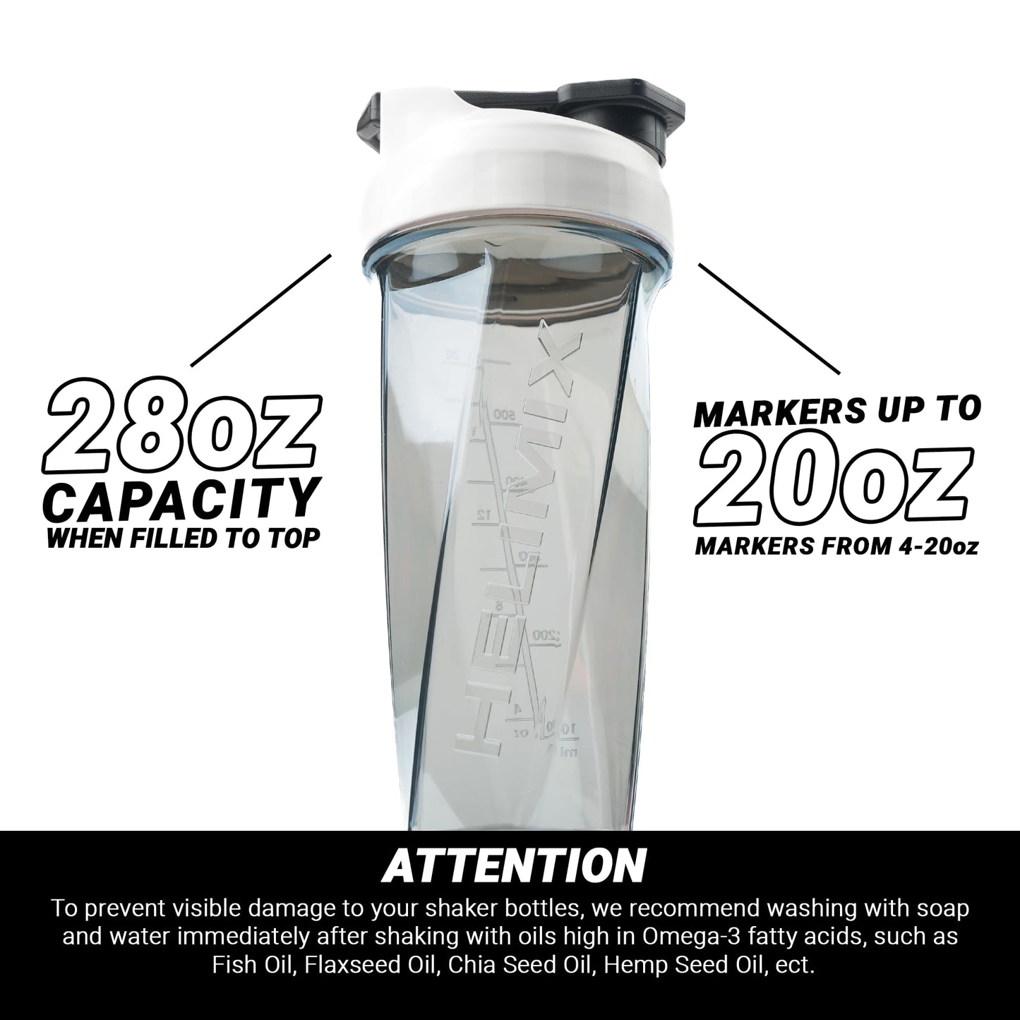 HELIMIX 2.0 Vortex Blender Shaker Bottle Holds upto 28oz | No Blending Ball or Whisk | USA Made | Portable Pre Workout Whey Protein Drink Shaker Cup | Mixes Cocktails Smoothies Shakes | Top Rack Safe