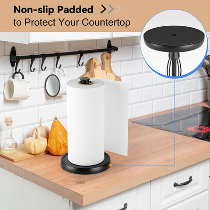 Countertop Paper Towel Holder, Premium Stainless Steel Kitchen Roll Holder with Double Ratchet Mechanism - Decorative for Kitchen, Bathroom, Farmhouse