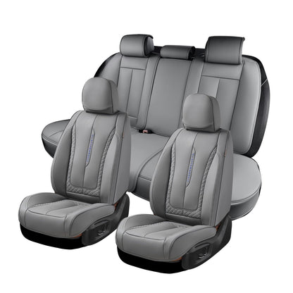 Coverado Car Seat Cover Full Set, Gray Seat Covers Front Seats Back Seat Covers, Nappa Leather Waterproof, Car Seat Cushion, Car Seat Protector Universal Fit Most Cars