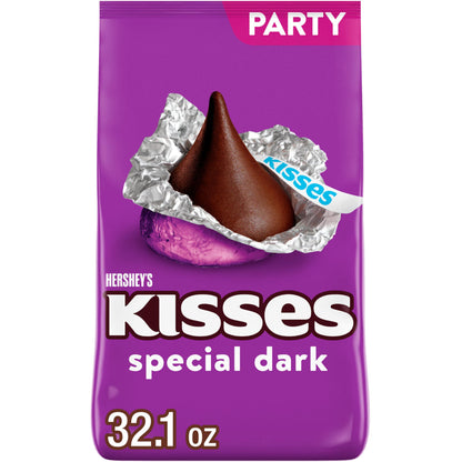 HERSHEY'S KISSES SPECIAL DARK Mildly Sweet Chocolate Candy Party Pack, 32.1 oz