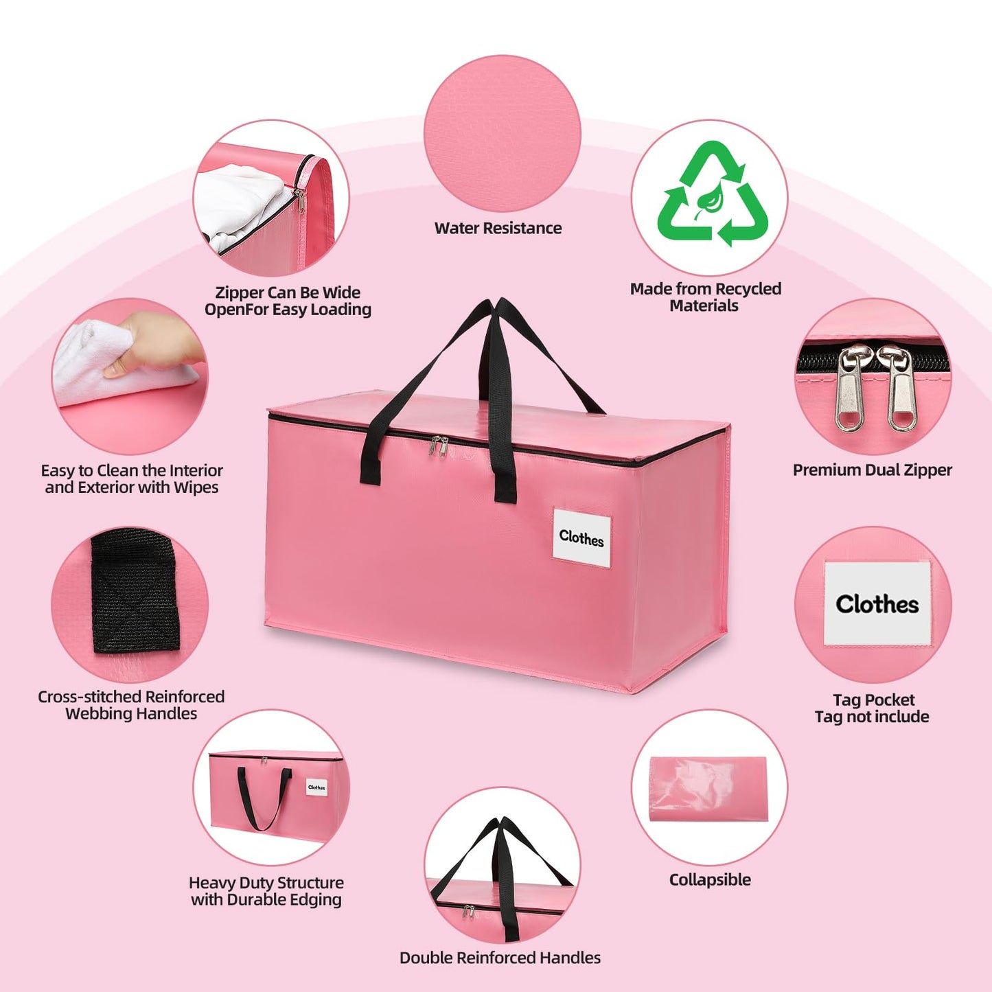 YEUEYS Extra Large Moving Bags with Zipper - Heavy Duty Tote for Packing Clothes, Durable Storage Bin Organizer, Multipack Set