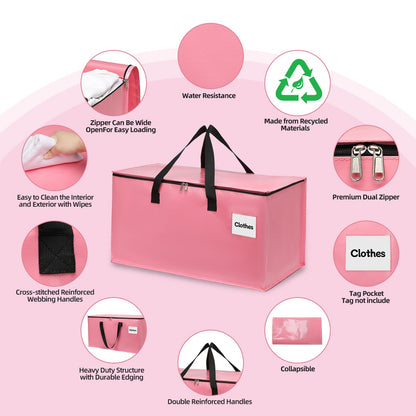 YEUEYS Extra Large Moving Bags with Zipper - Heavy Duty Tote for Packing Clothes, Durable Storage Bin Organizer, Multipack Set