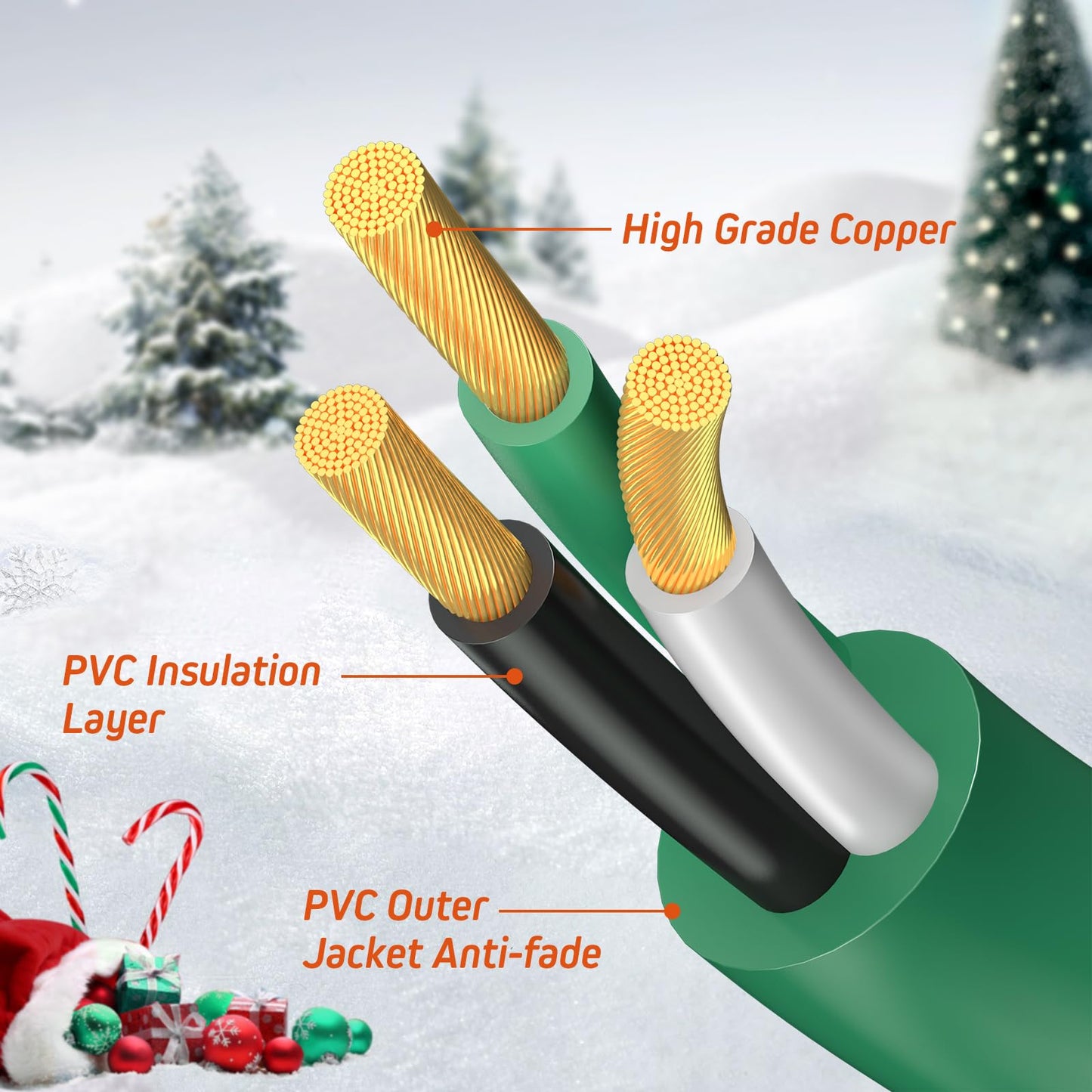 Eversimpleinc 1 to 4 Splitter Extension Cord (Combined 46 FT, End to End 28 FT), 3 Prong Plug with 4 Extended Outlets, with Weatherproof Covers for Indoor and Outdoor