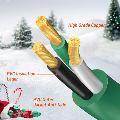 Eversimpleinc 1 to 4 Splitter Extension Cord (Combined 46 FT, End to End 28 FT), 3 Prong Plug with 4 Extended Outlets, with Weatherproof Covers for Indoor and Outdoor