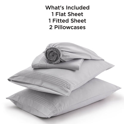 Bedsure Deep Pocket Queen Sheets Set - Fits Mattresses Up to 21" Thick, 4 Piece Air Mattress Sheets with Deep Pocket, Moisture Wicking Soft Cooling Bedding Sheets & Pillowcases, Light Grey