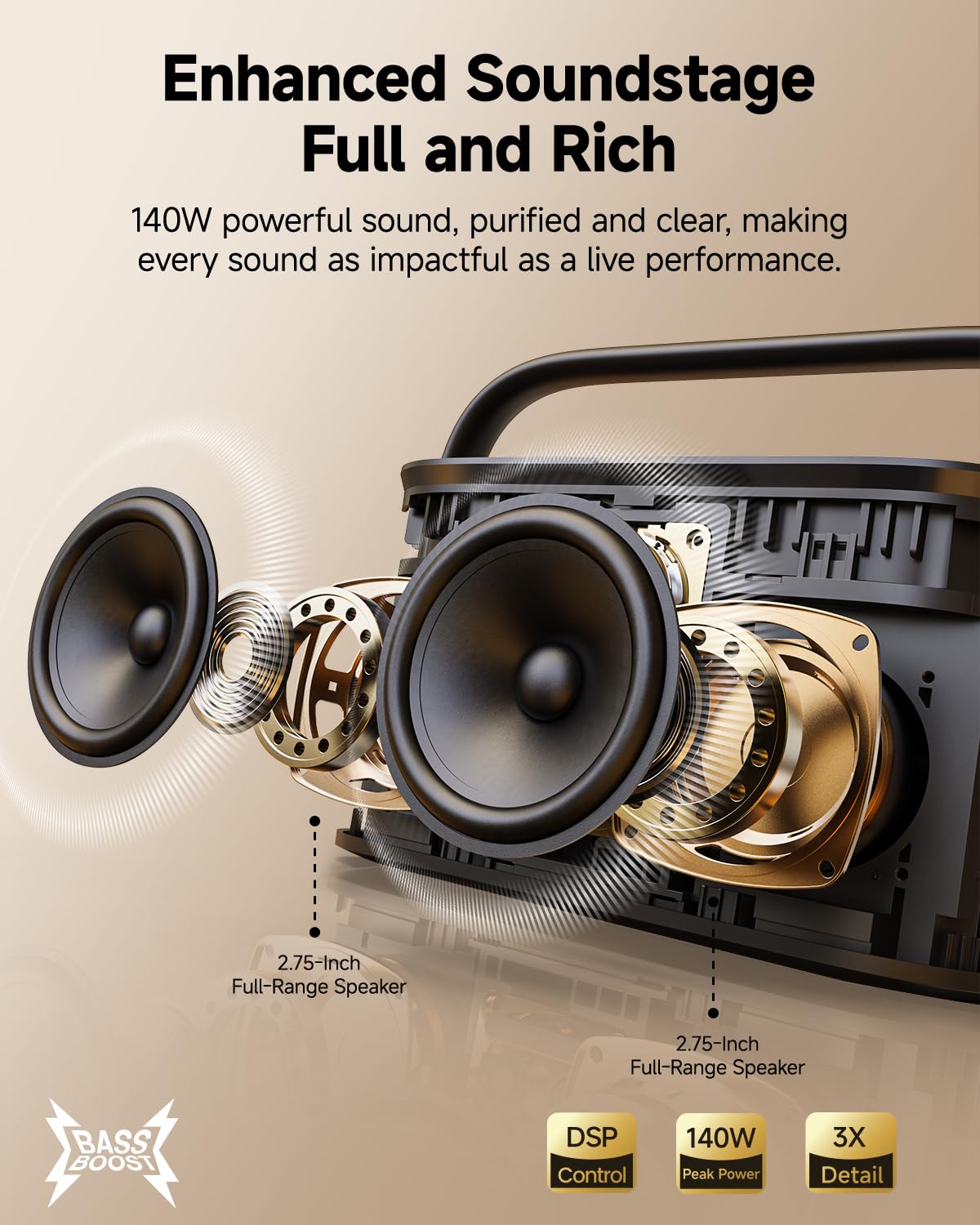 Ikarao Portable Karaoke Machine for Adults, Built-in Lyrics Display and Screen, 2 Self-Charging Wireless Microphones, Karaoke App, 140W Speaker, Connects to TV for Home Party Birthday Outdoor Camping