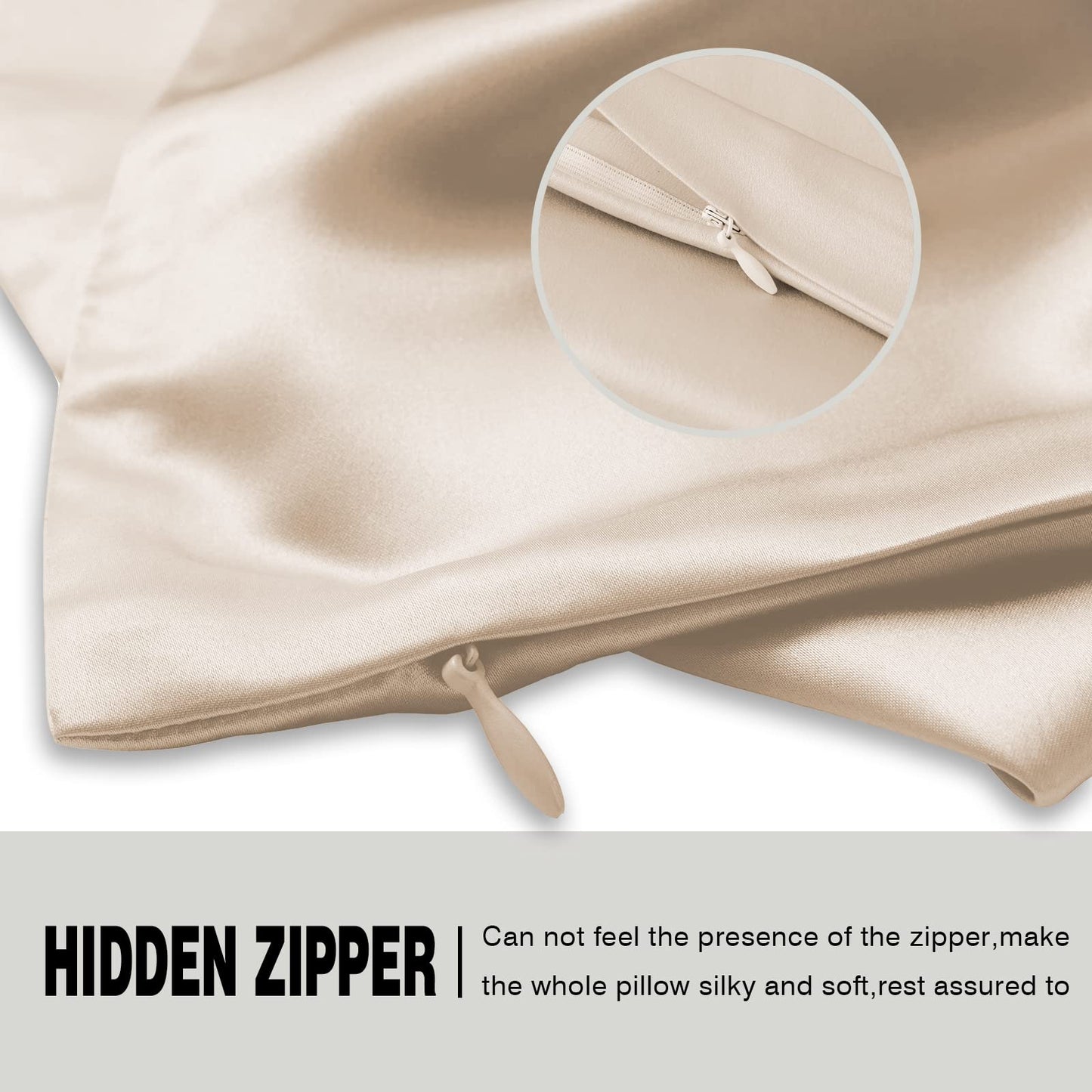 Silk Pillowcase for Hair and Skin,Soft,Breathable and Sliky 100% Queen Silk Pillow Case Set of 2,Both Sides Natural Mulberry Silk Pillowcases with Hidden Zipper(Queen Size 20"X 30",2pcs)