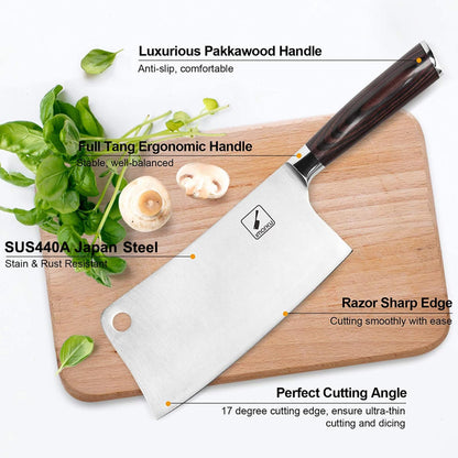 imarku Cleaver Knife 7 Inch Meat Cleaver - SUS440A Japan High Carbon Stainless Steel Butcher Knife with Ergonomic Handle, Ultra Sharp Knife, Kitchen Gadgets for Home/Restaurant, Birthday Gifts