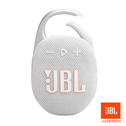 JBL Clip 5 - Ultra-Portable, Waterproof & Dustproof Bluetooth Speaker, Big JBL Pro Sound with Punchy bass, Integrated Carabiner, Up to 12 Hours of Play, Made in Part with Recycled Materials (White)