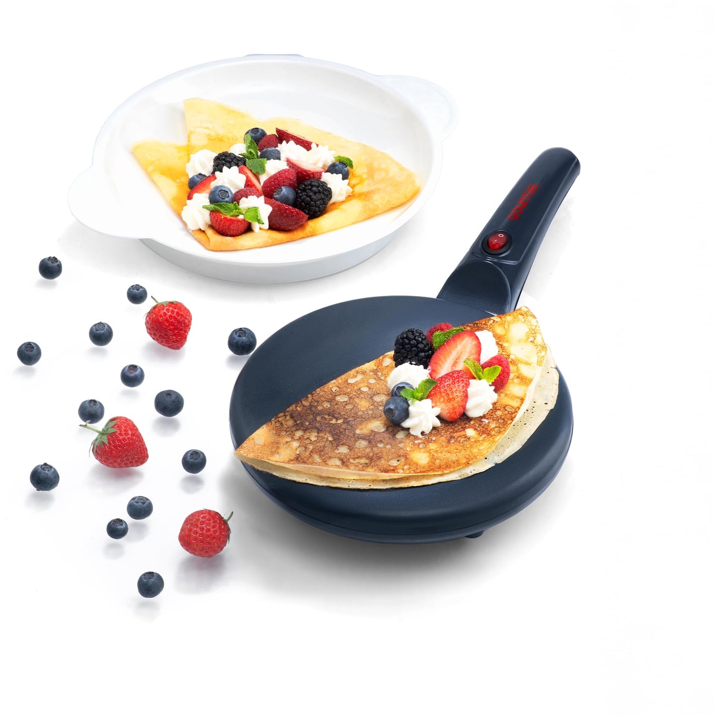 Gourmia 8” Electric Crepe Maker – Nonstick Ceramic Surface, One-Touch Operation, Includes Batter Tray, Compact & Easy to Clean, Crepe, Pancake & Tortilla Maker