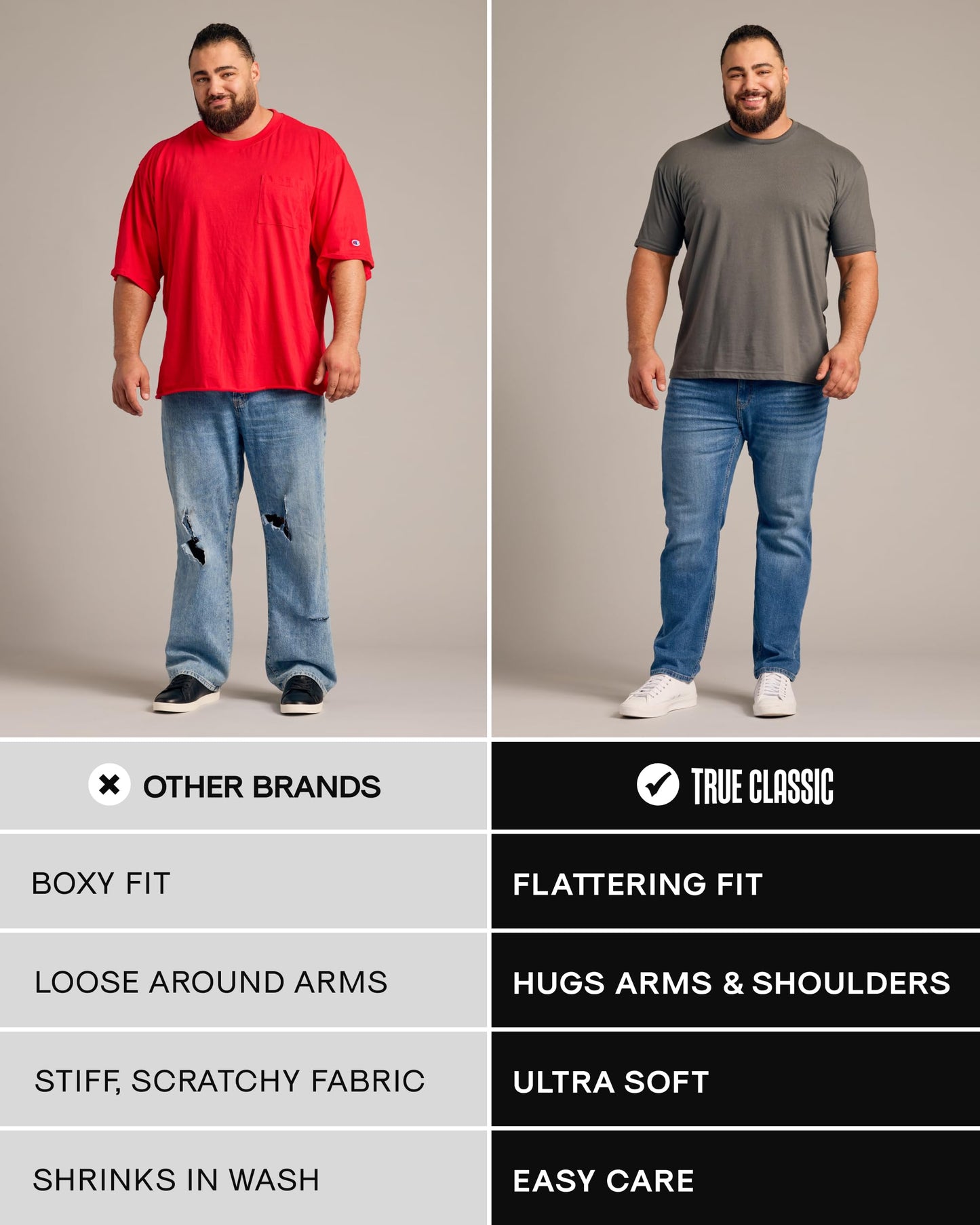 True Classic Mens T-Shirts - Short Sleeve Crew Neck Plain Novelty T Shirt for Men, Pack of 3, Variety, L
