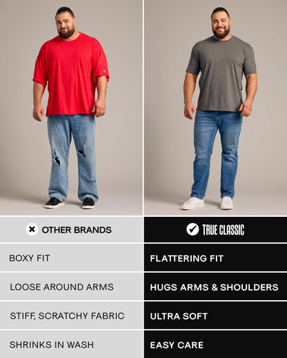 True Classic Mens T-Shirts - Short Sleeve Crew Neck Plain Novelty T Shirt for Men, Pack of 3, Variety, L
