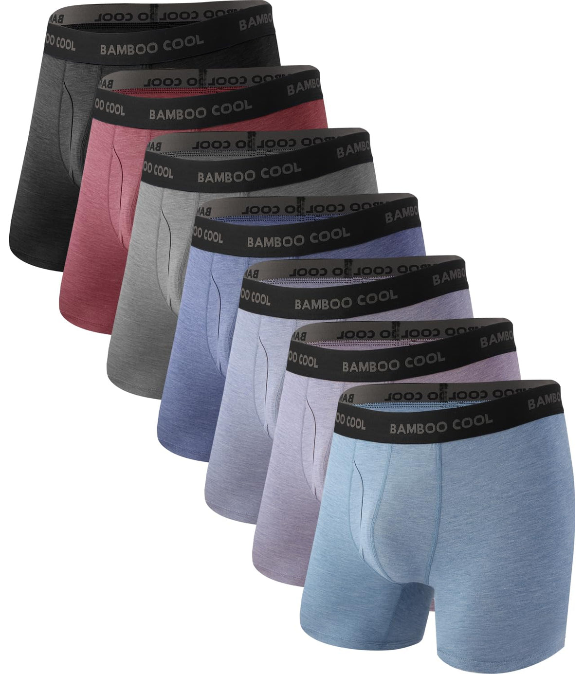 BAMBOO COOL Men's Ultra Breathable Underwear,No Riding Up Boxer Briefs with ComfortFlexible Waistband,Multipack