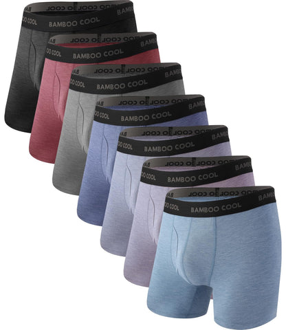 BAMBOO COOL Men's Ultra Breathable Underwear,No Riding Up Boxer Briefs with ComfortFlexible Waistband,Multipack