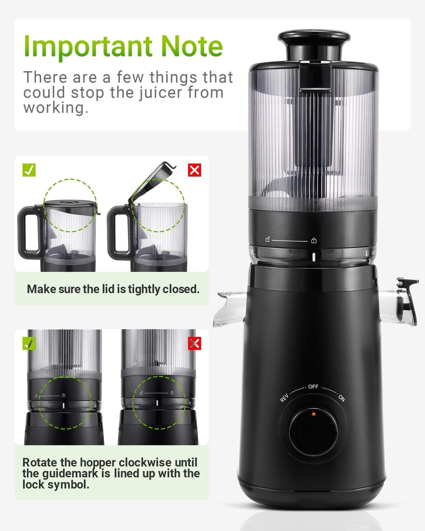 TUUMIIST Juicer Machines, Cold Press Juicer with 5.3" Extra Large Feed Chute Fit Whole Fruits & Vegetables Easy to Clean, High Juice Yield, BPA Free (Black)