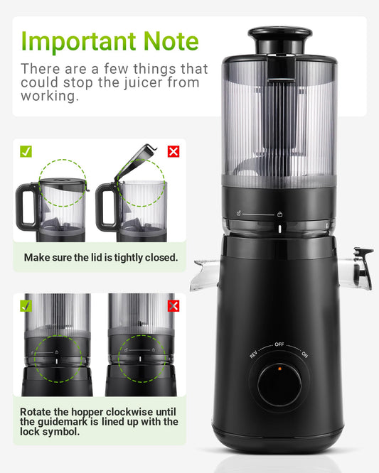 TUUMIIST Juicer Machines, Cold Press Juicer with 5.3" Extra Large Feed Chute Fit Whole Fruits & Vegetables Easy to Clean, High Juice Yield, BPA Free (Black)