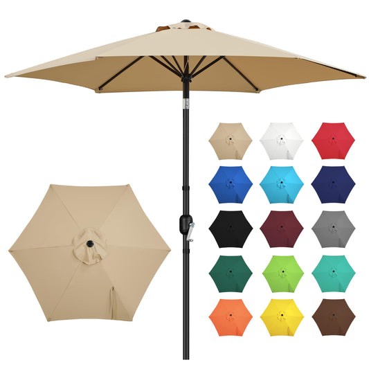 Yaheetech 9FT Outdoor Patio Umbrella, Outdoor Table Umbrella with Push Button Tilt and Crank, Yard Sun Shade, UV Protection Waterproof for Garden/Deck/Backyard/Pool