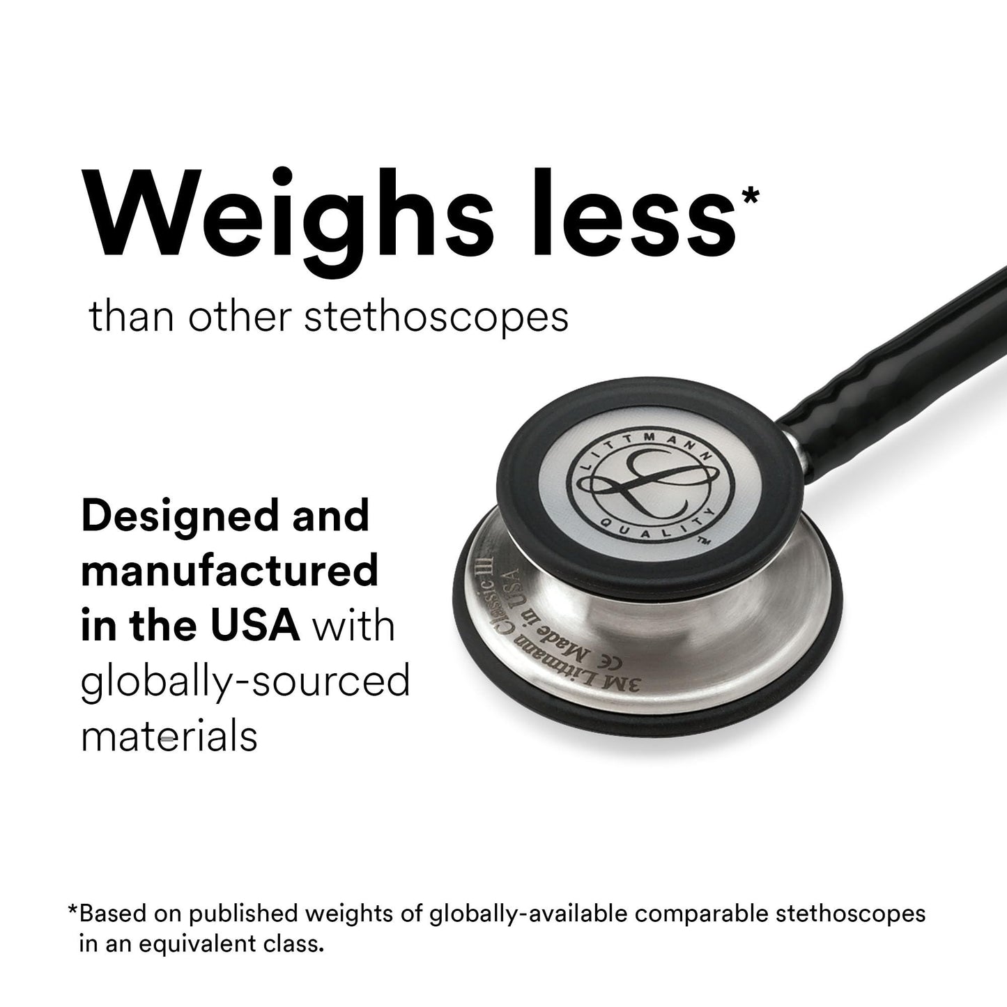 3M Littmann Classic III Monitoring Stethoscope, 5620, More Than 2X as Loud*, Weighs Less**, Stainless Steel Chestpiece, 27" Black Tube