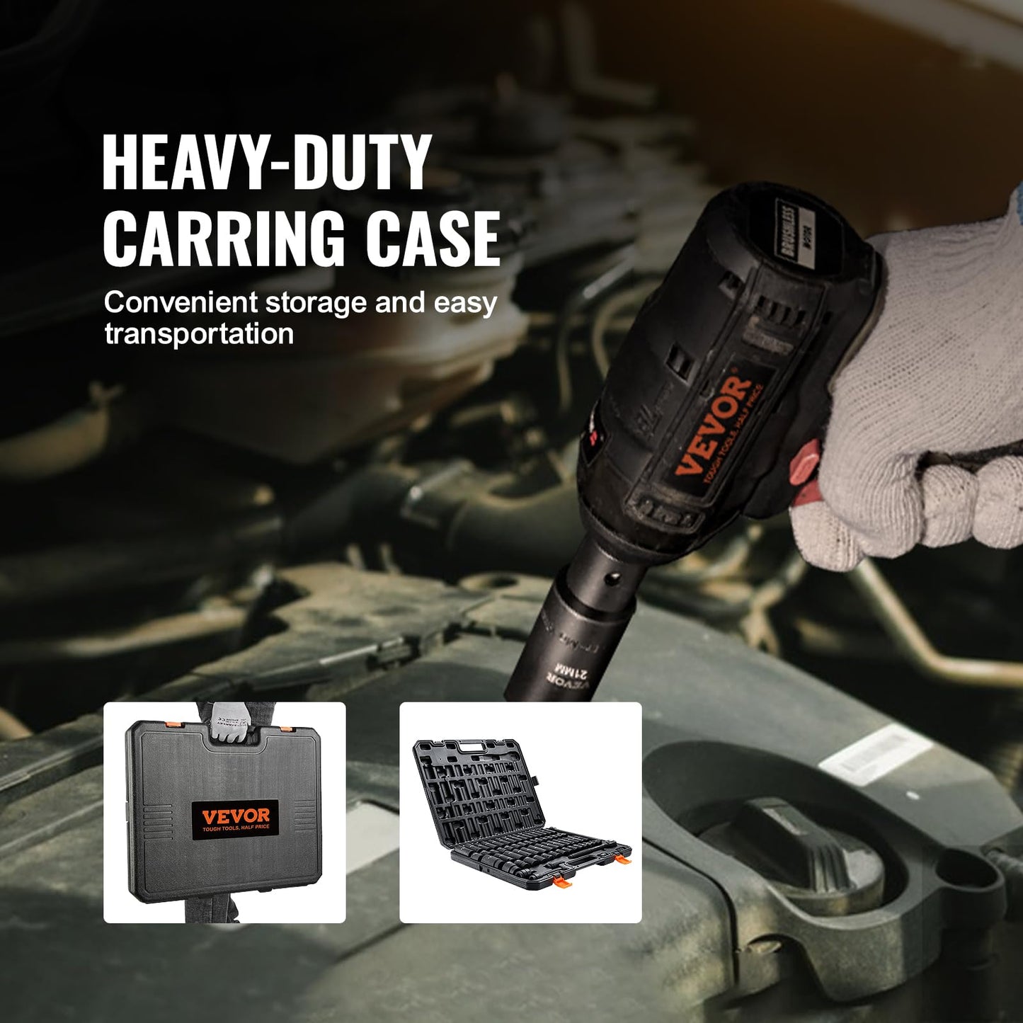 VEVOR 1/2" Drive Impact Socket Set, 65 Piece SAE 3/8" to 1-1/4" and Metric 10-24mm, 6 Point Cr-V Alloy Steel for Auto Repair, Easy-to-Read Size Markings, Rugged Construction, Storage Case