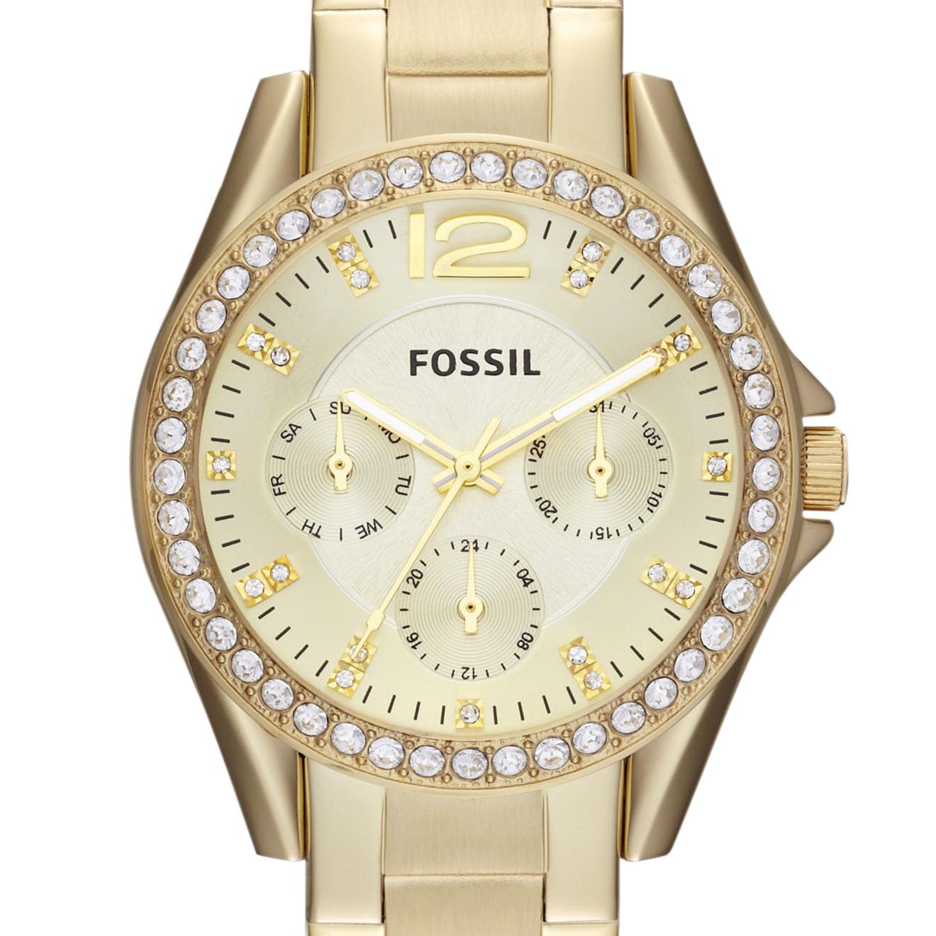 Fossil Women's Riley Quartz Stainless Steel Multifunction Watch, Color: Gold Glitz (Model: ES3203)