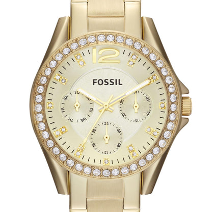 Fossil Women's Riley Quartz Stainless Steel Multifunction Watch, Color: Gold Glitz (Model: ES3203)