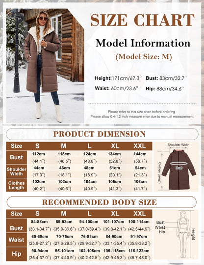 Yusongirl Womens Winter Long Coats Trendy Puffer Jacket Sherpa Fleece Lined Down Coat Long Sleeve Parka Oversized with Hood