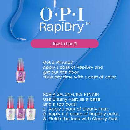 OPI RapiDry Clearly Fast Clear Coat | 3-in-1 Quick Drying Top Coat, Base Coat, Glossy Nail Topper | Vegan, Smudge Proof, Fast Drying